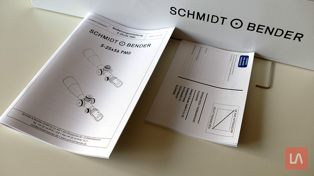 Schmidt & Bender PMII 5-25x56 Bedienungsanleitung und Garantiekarte